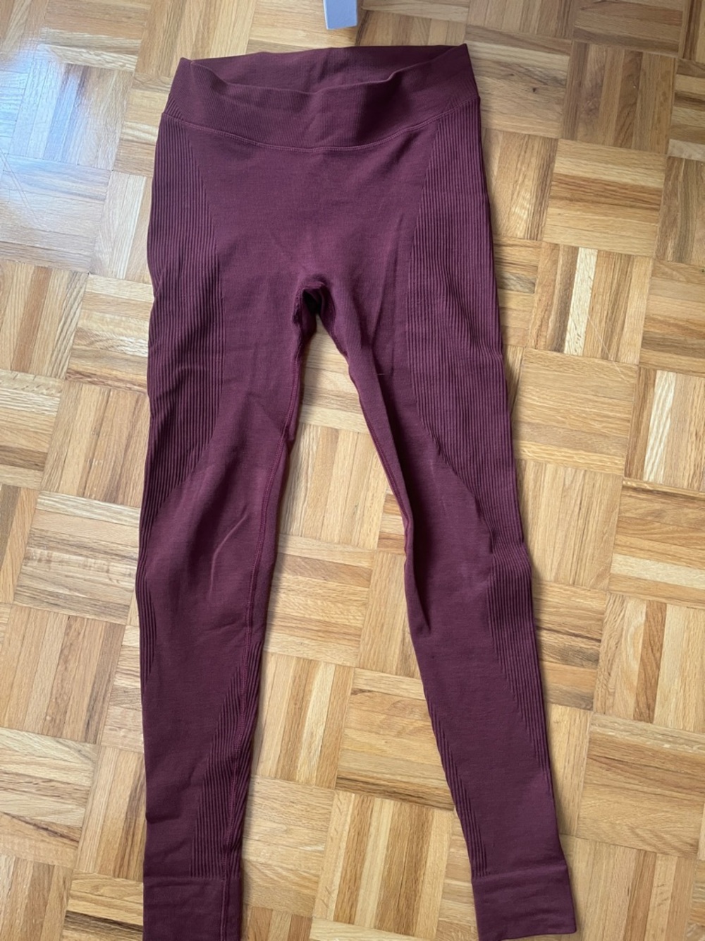 lululemon ribbed high-waist knit leggings in rust